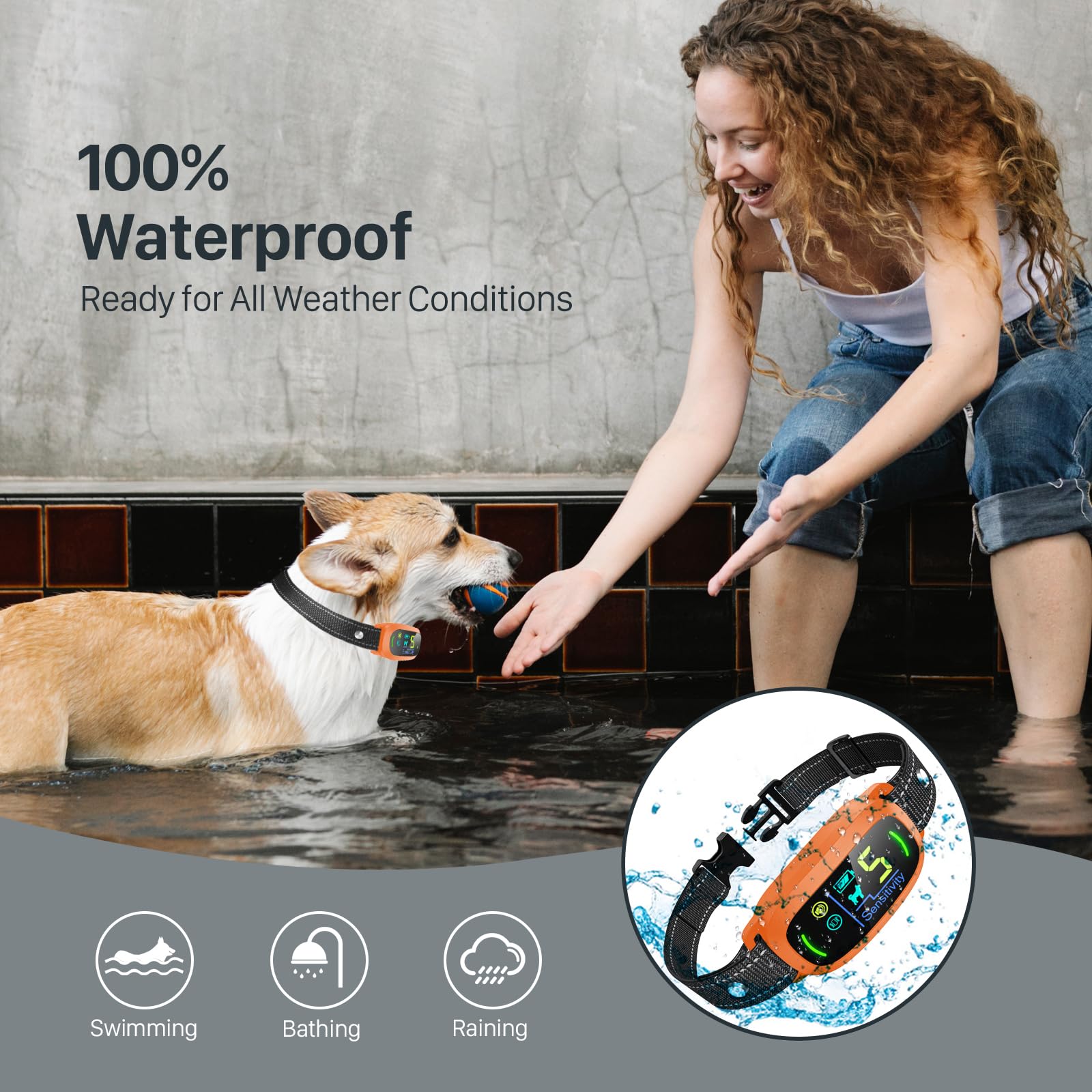 FAFAFROG dog bark collar waterproof-swim ensures training by pool or rain