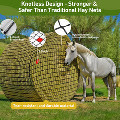 Fahnemt slow feeder hay net 6x6 extends grazing time and controls portions.