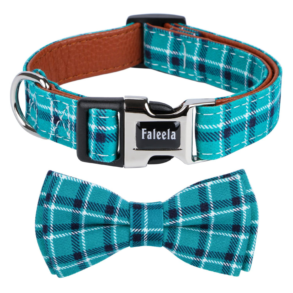 Faleela bowtie dog collar green: stylish everyday wear for dogs