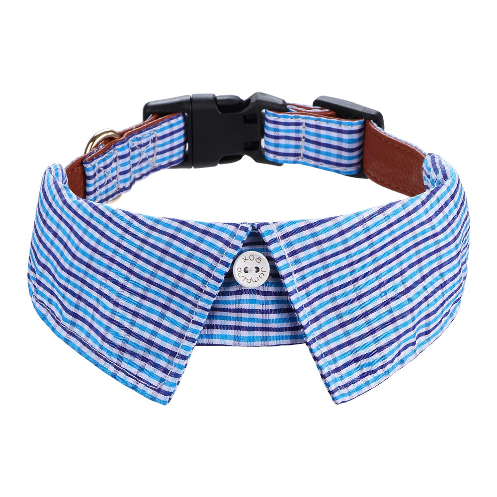Faleela cotton plaid shirt dog collar close-up shows durable fabric and stylish look
