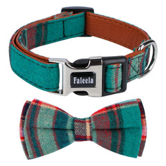 Faleela cute soft Christmas dog collar with bow ready for festive photos.