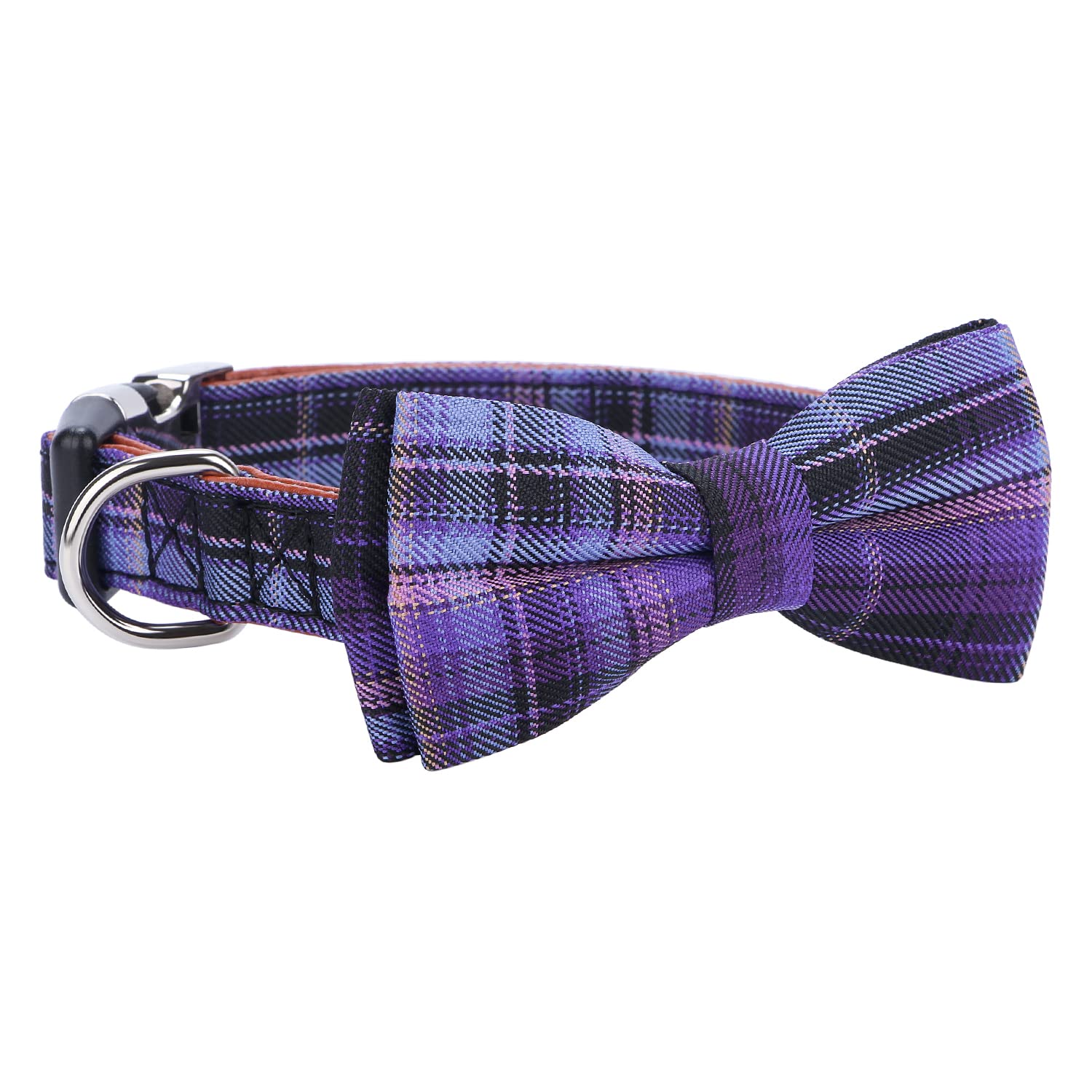 Faleela Detachable Bowtie Collar purple in-use demonstrates versatile styling for pets