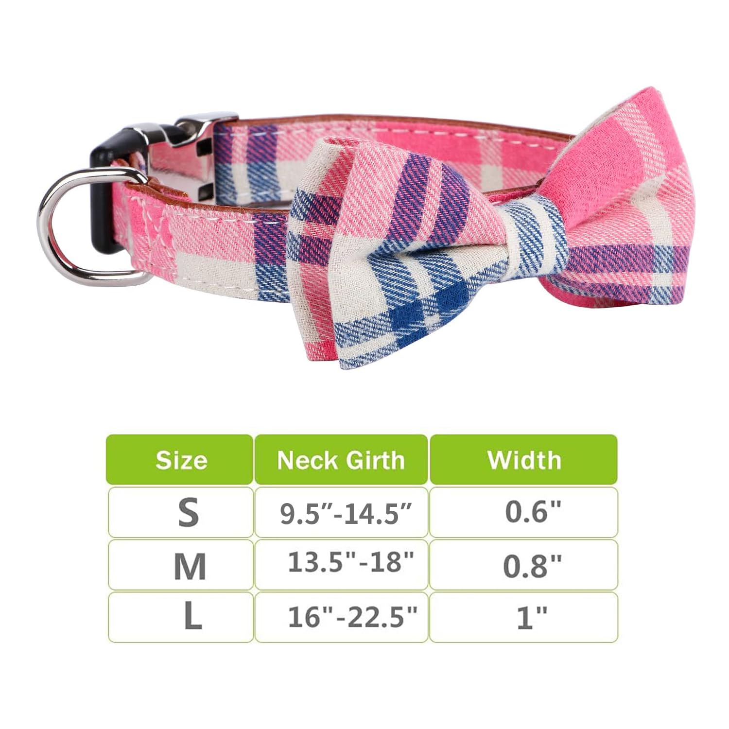 Faleela double bowtie design on pink collar with hand-sewn construction