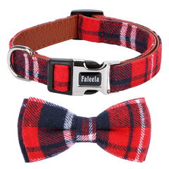 Faleela soft & comfy bowtie collar close-up on red fabric for festive wear