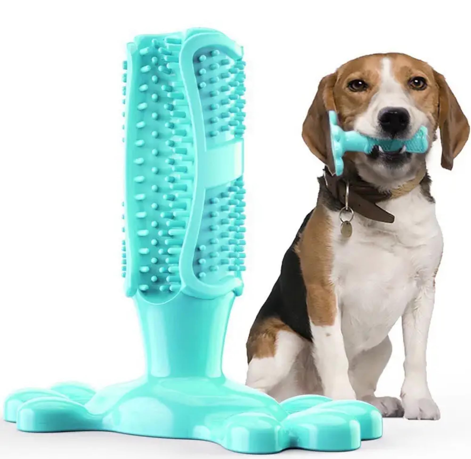 Falnatco toothbrush chew toy close-up with treat dispenser for interactive play