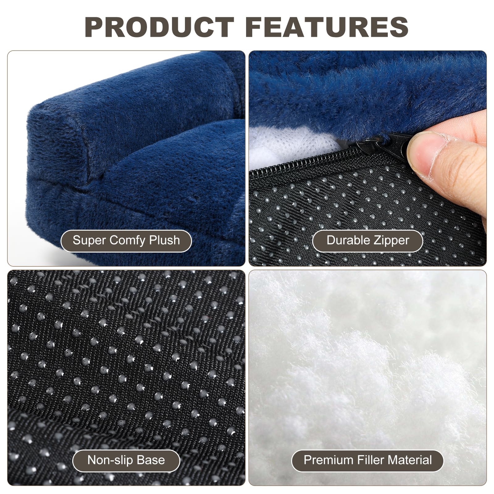 FAMIDGE cat couch bed navy blue removable cover close-up