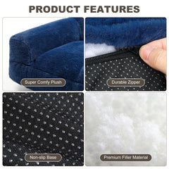 FAMIDGE cat couch bed navy blue removable cover close-up