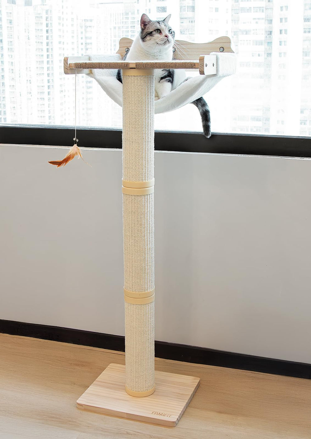 Famifit Cat Window Perch at 47.3-in height offers a tall, bird-watching vantage