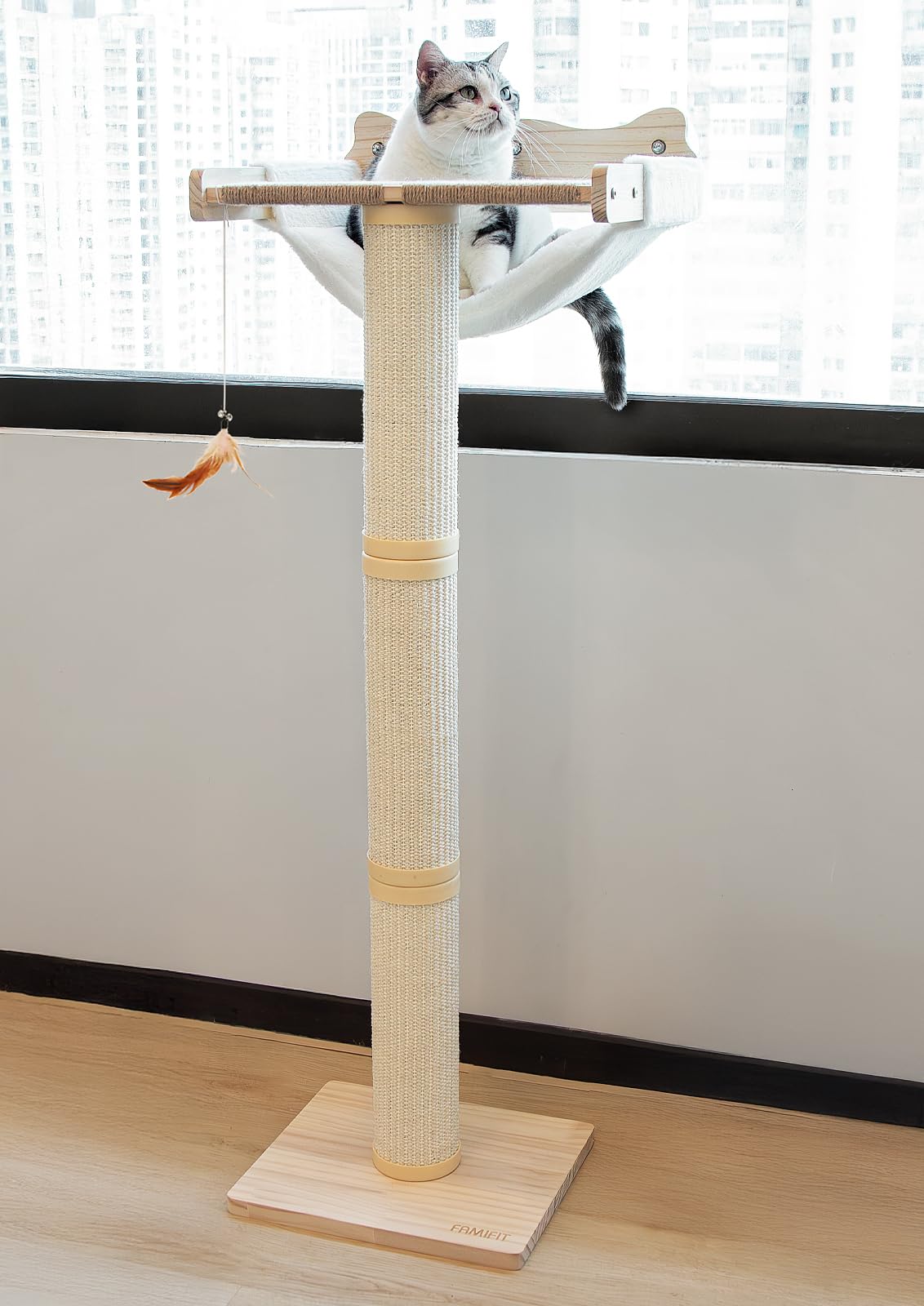 Famifit Cat Window Perch at 47.3-in height offers a tall, bird-watching vantage