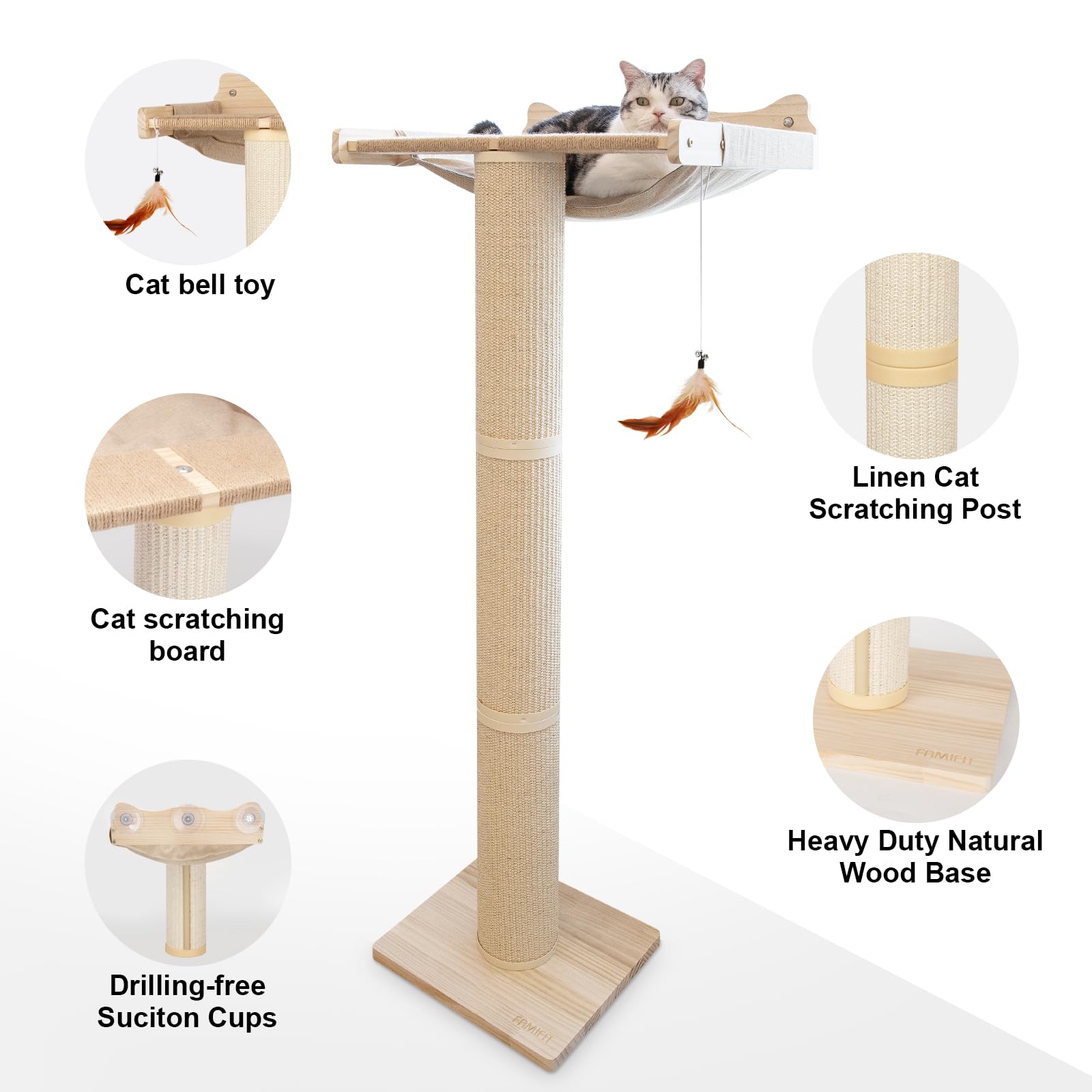 Famifit solid sisal posts highlight durable, claw-friendly scratching
