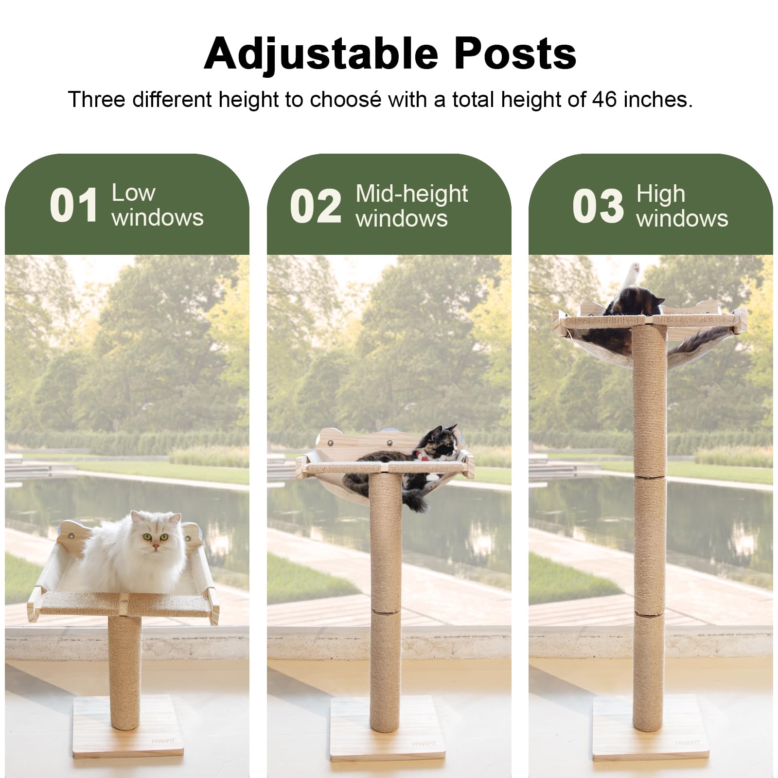 Famifit cat window perch wooden frame showcases durable construction for daily use.