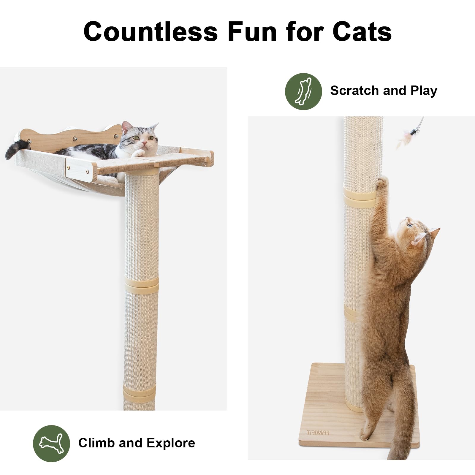 Famifit solid-sisal posts deliver durable, claw-friendly scratching and long-lasting wear