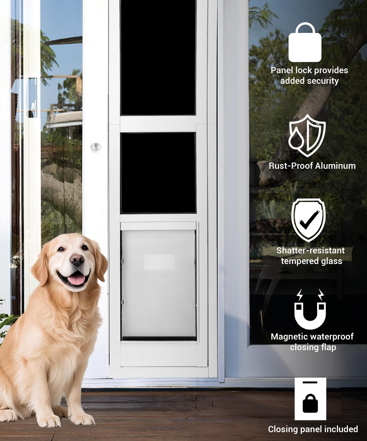 FAMIGRO large dog door flap 11-5w-16h accommodates dogs up to 100 lbs.