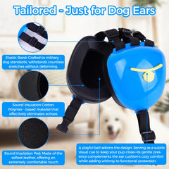Famikako dog ear muffs blue bell accent close-up highlighting comfort