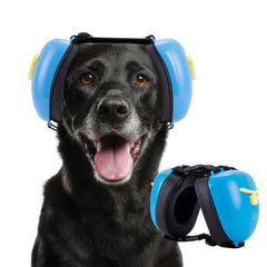 Famikako dog ear muffs blue small front view for noise protection during storms