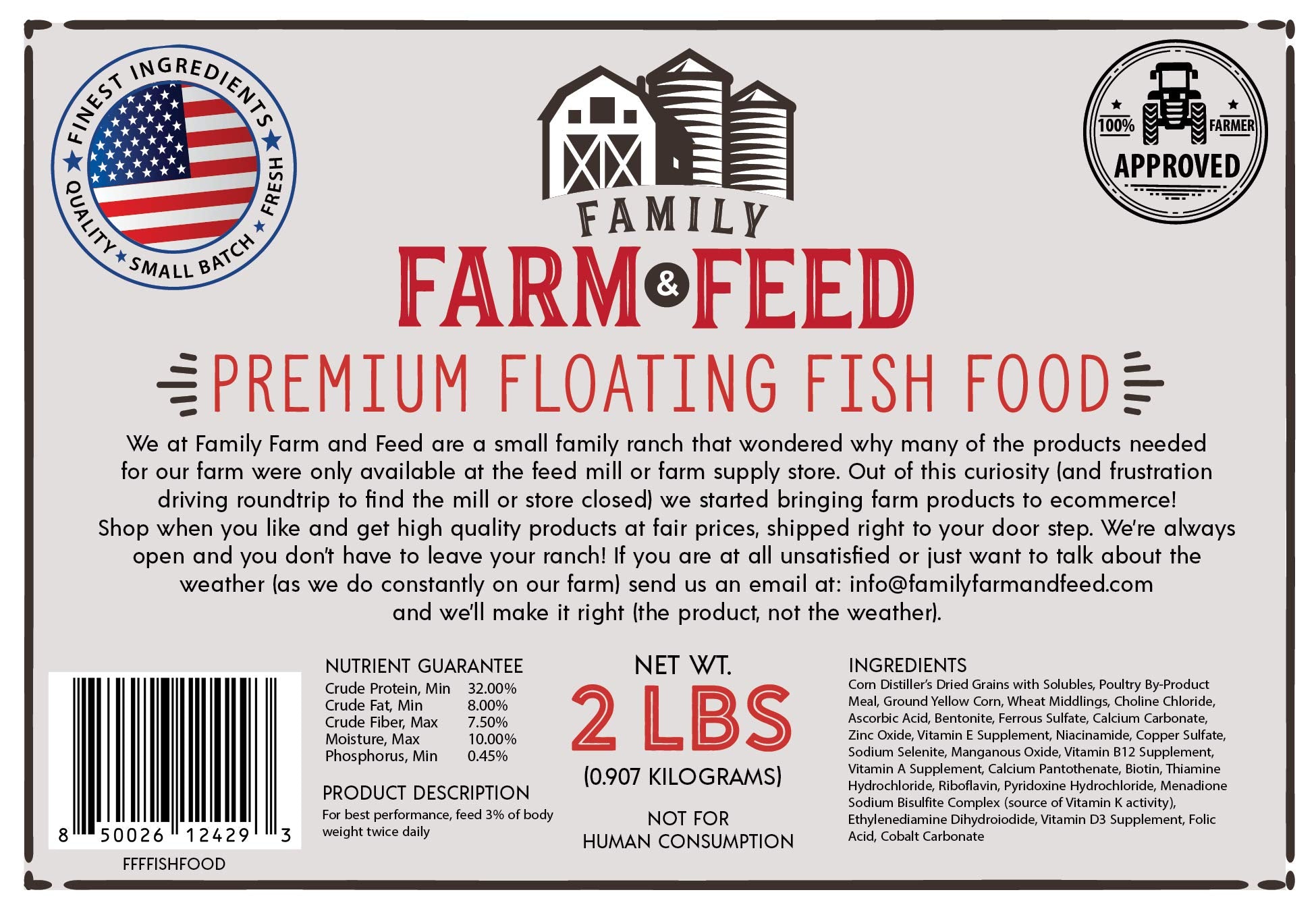 FAMILY FARM AND FEED floating pellets close-up showing texture and quality