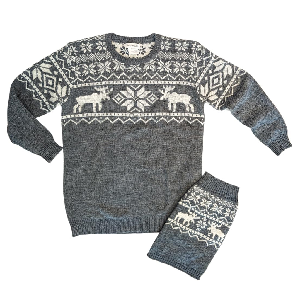 Famjamjams matching dog sweater moose grey for stylish winter walks