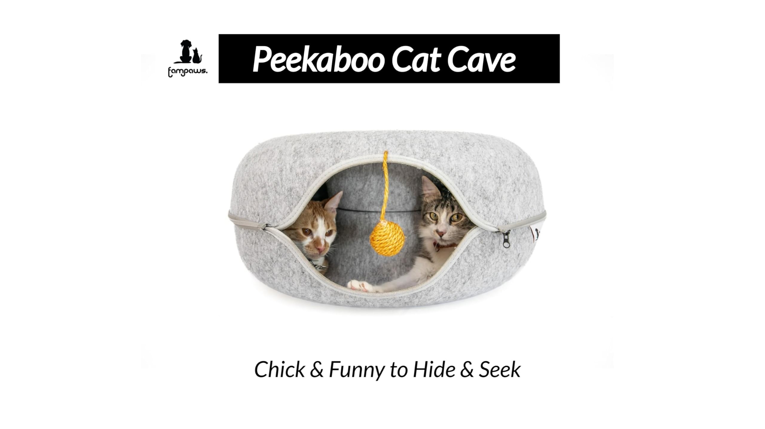 FAMPAWS large donut bed tunnel interior for lounging and nap nesting.