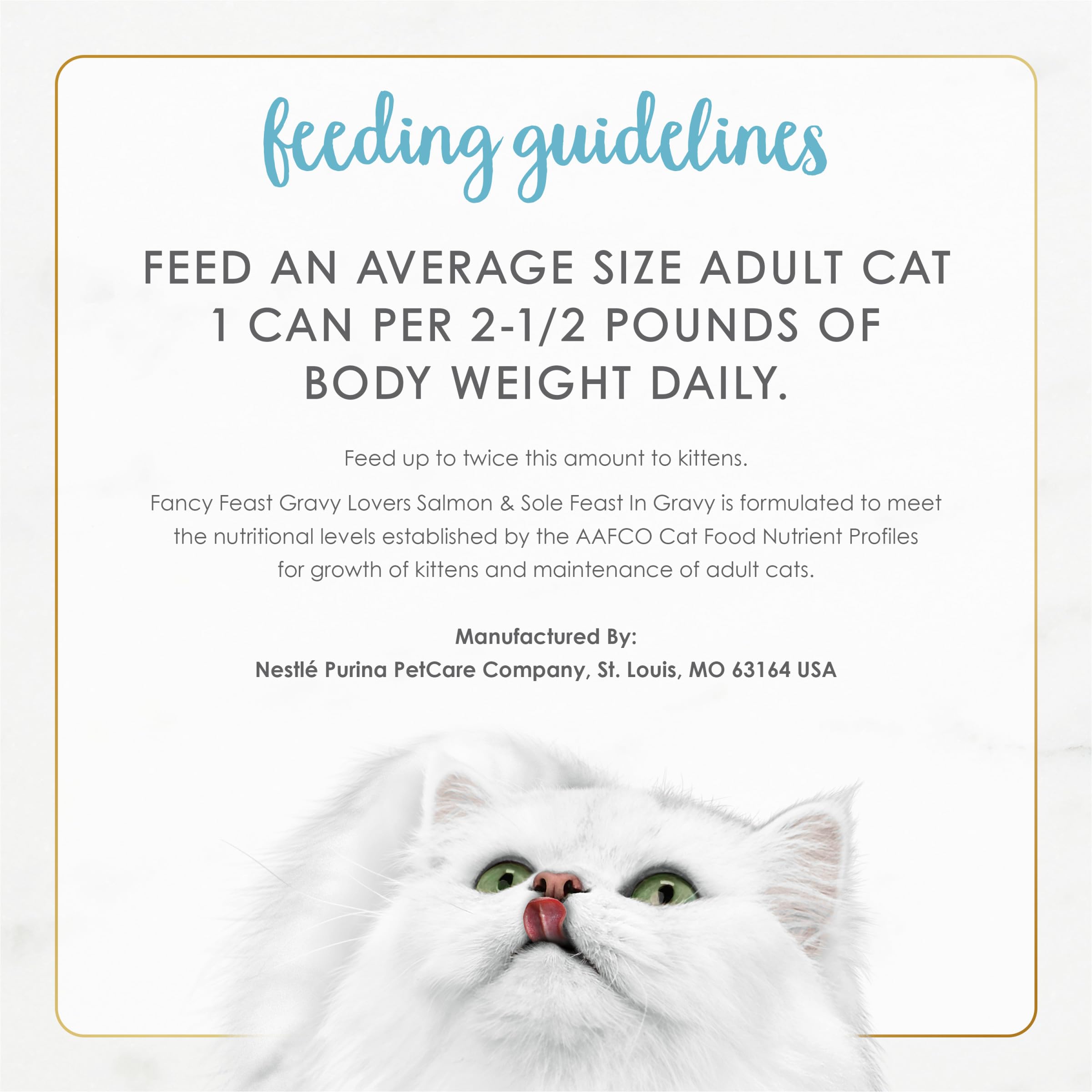 Fancy Feast branding on label spotlights quality and trusted nutrition.