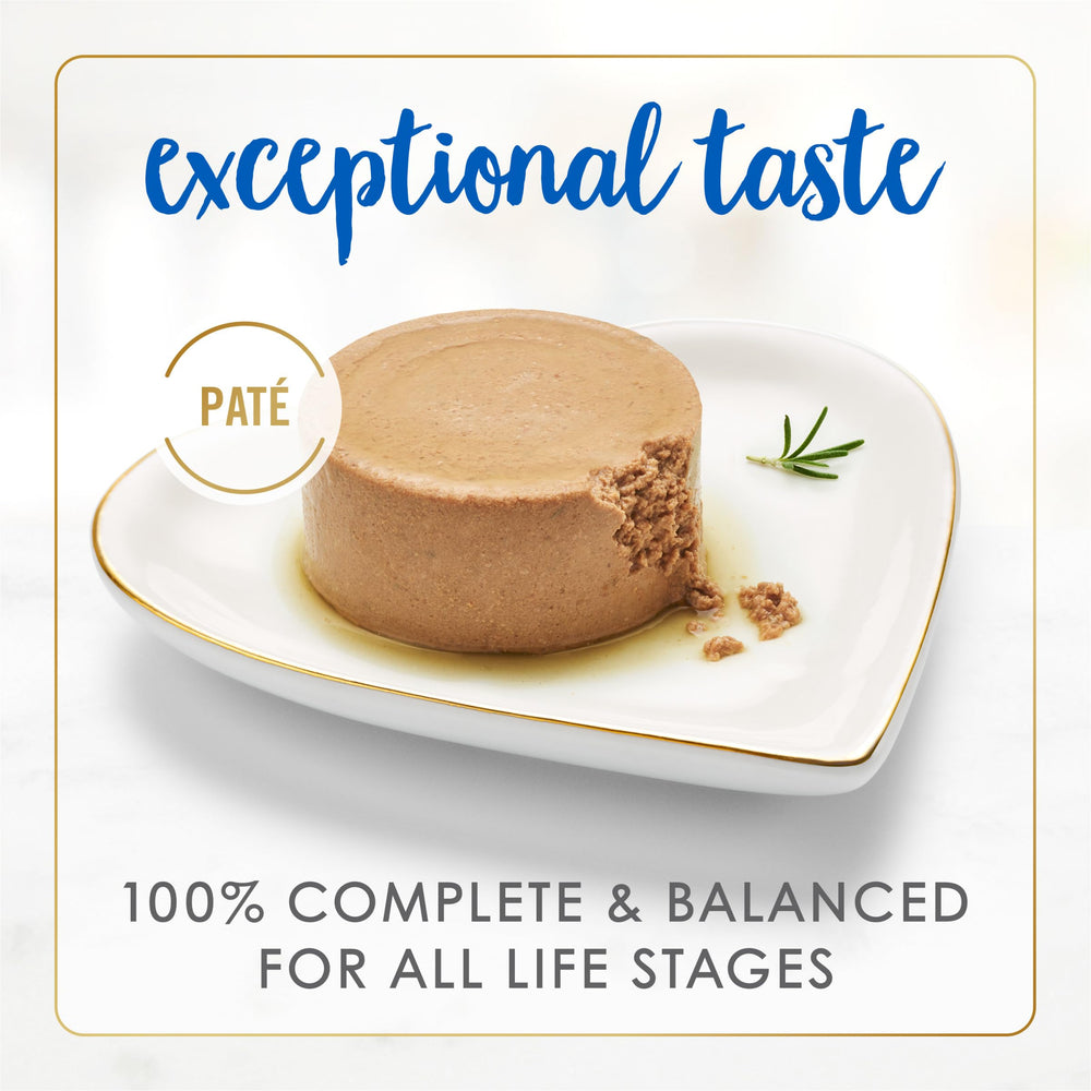 Fancy Feast classic ocean whitefish-tuna pate close-up texture showing smooth pate