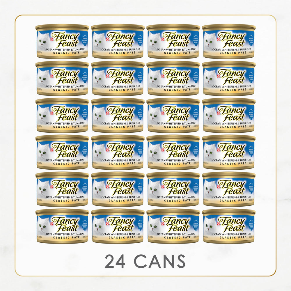 Fancy Feast classic ocean whitefish-tuna pate served in bowl for easy serving
