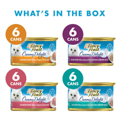 Fancy Feast Creamy Delights chicken entree 3oz can – tender morsels for cats.