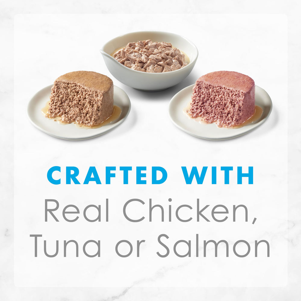 Fancy Feast Creamy Delights tender morsels 3oz can – bite-sized texture with savory gravy.