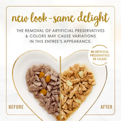 Fancy Feast Delights grilled turkey cheddar gravy cans highlighting protein and gravy.