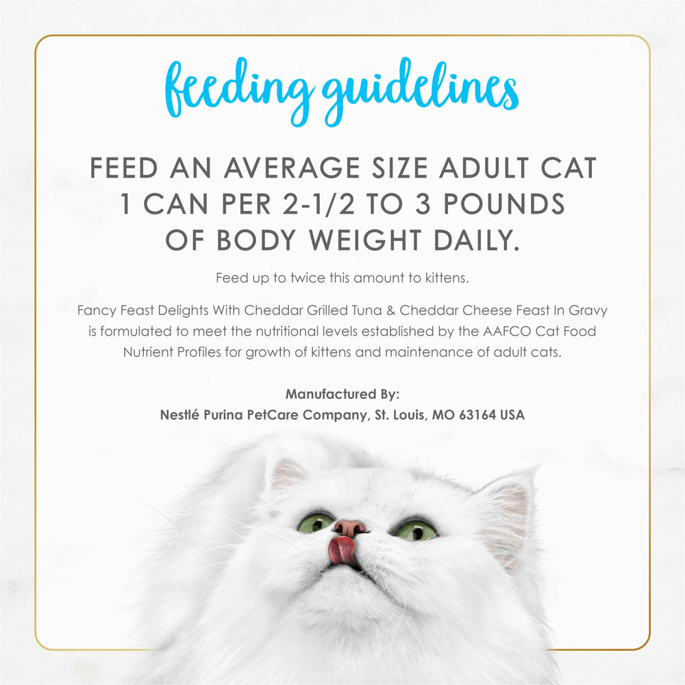 Fancy Feast Delights quality-control — produced in U.S. facilities with safety checks.