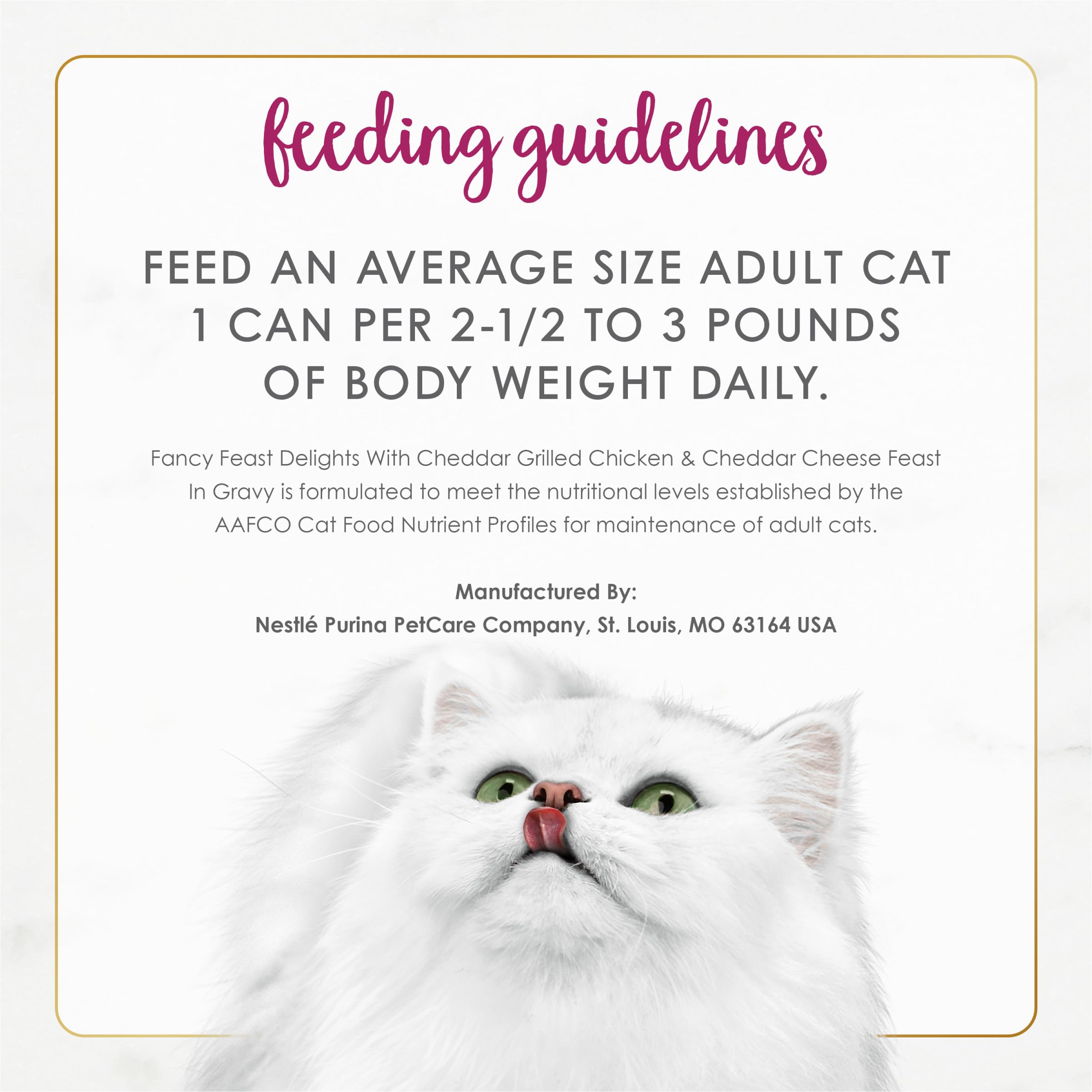 Fancy Feast Delights real chicken image communicates high-quality protein appeal.