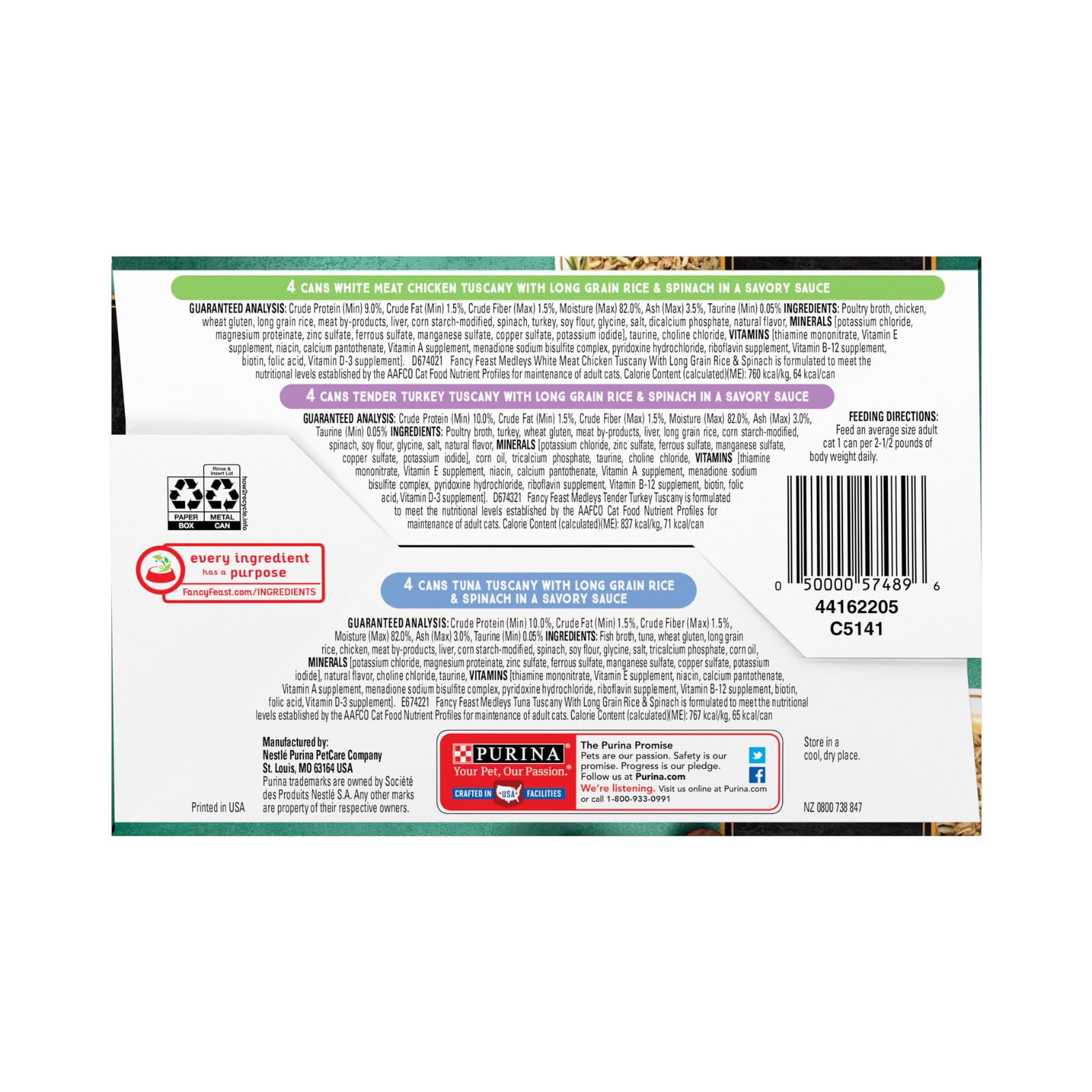 Fancy Feast Elegant Medley Tuscany turkey-in-sauce can image emphasizes high-quality proteins.