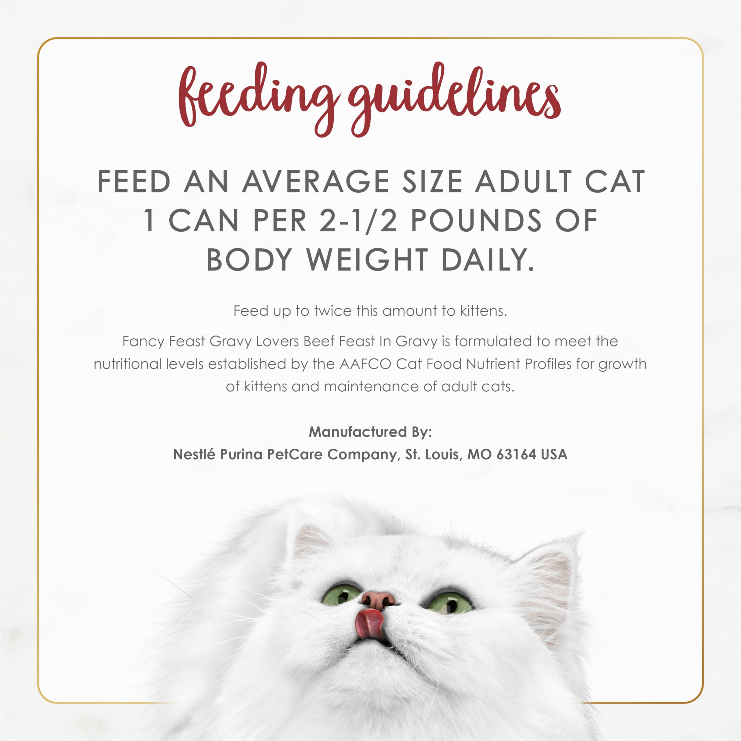 Fancy Feast Gravy Lovers Beef Feast nutrition-focused ingredients visual communicates balanced nutrition