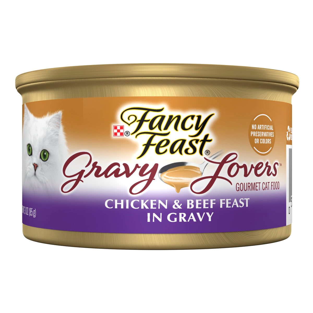 Fancy Feast Gravy Lovers chicken and beef cans in gravy for adult cats.