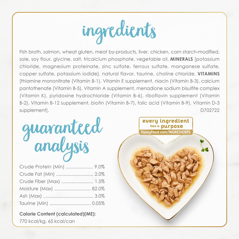 Fancy Feast Gravy Lovers sole chunks in gravy emphasize protein-rich texture.