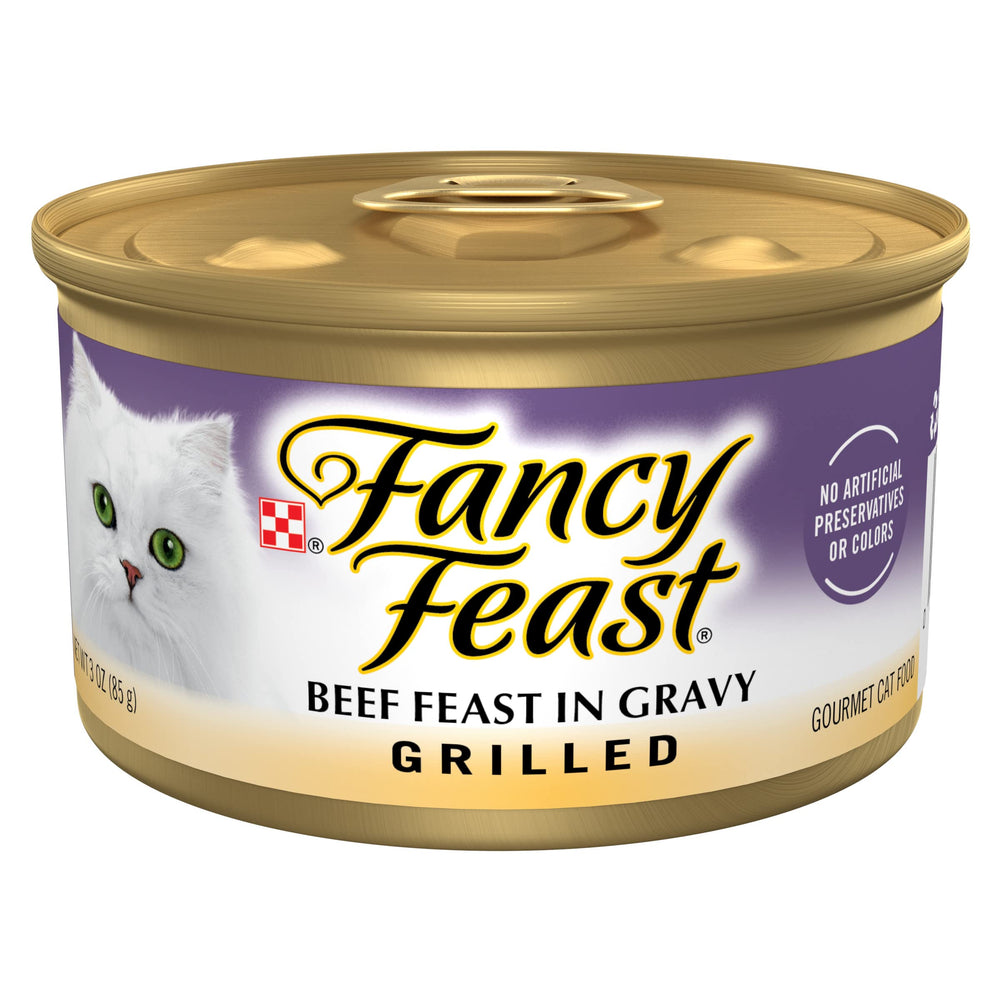 Fancy Feast Grilled Beef Feast bowl with real beef bites for cat enjoyment