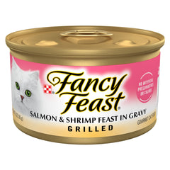 Fancy Feast Grilled Salmon and Shrimp Feast cans feature real salmon and shrimp in savory gravy for daily meals