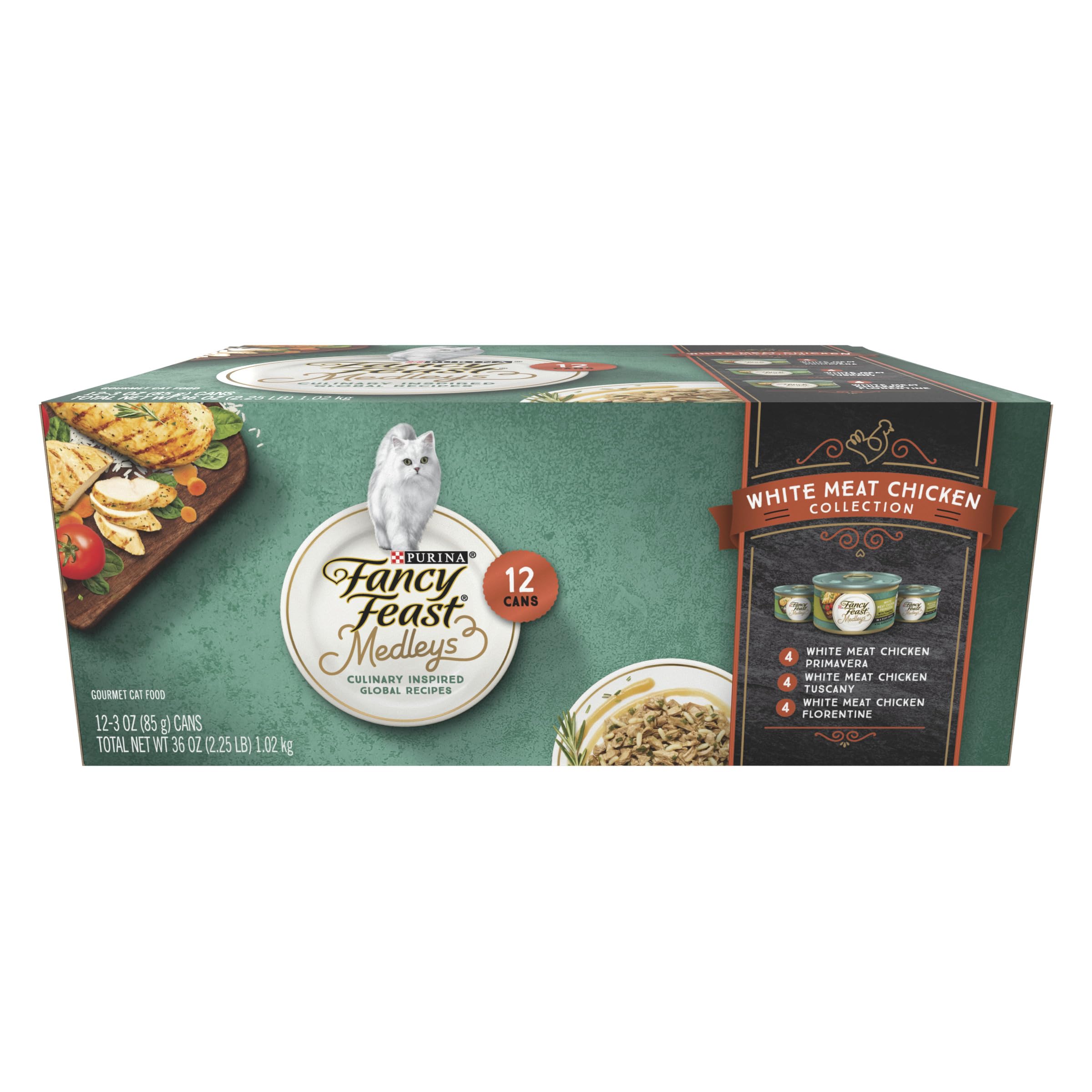 Fancy Feast Medleys White Meat Chicken Florentine can – delicious, balanced meal for adult cats