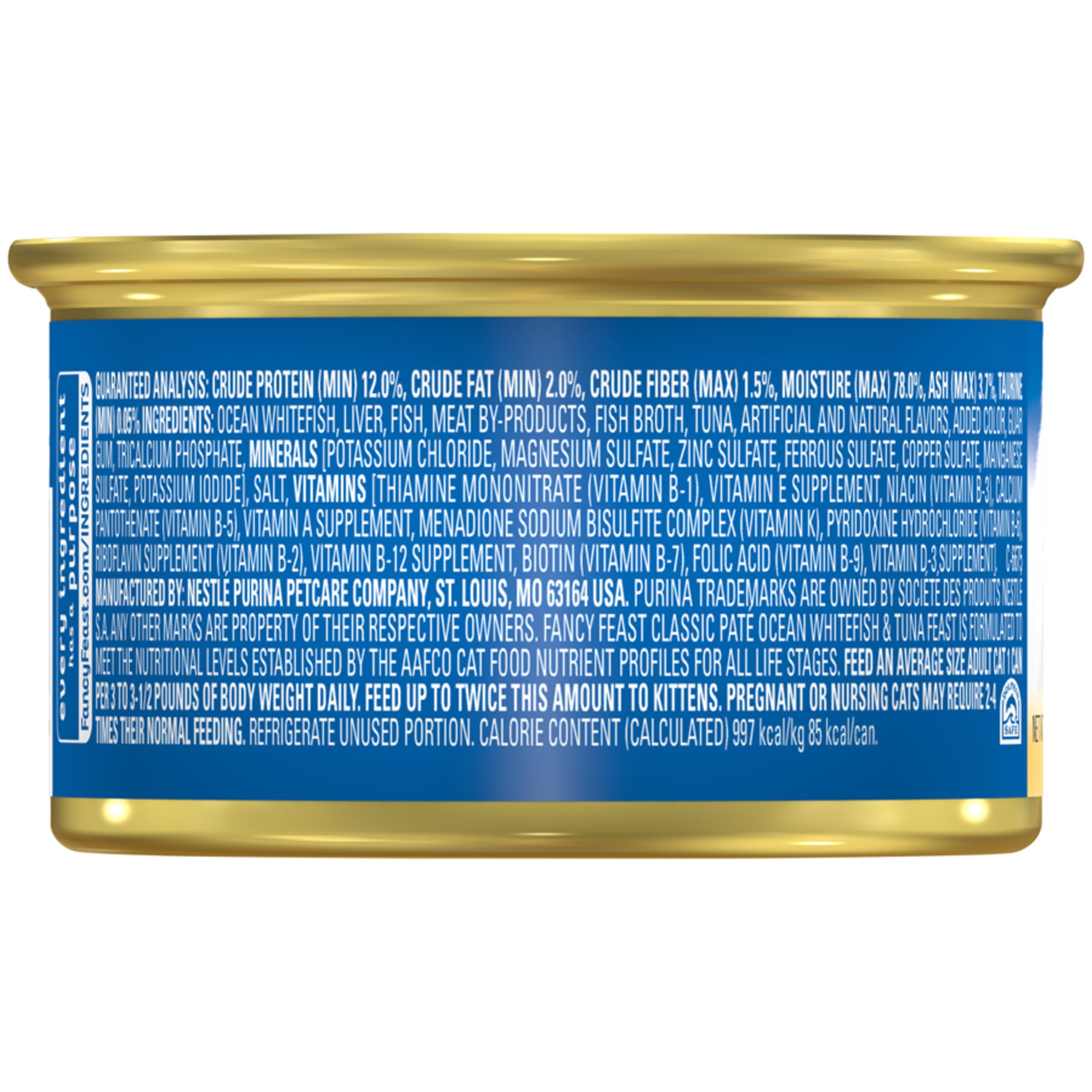 Fancy Feast ocean-whitefish-tuna pate kitchen scene ready for mealtime