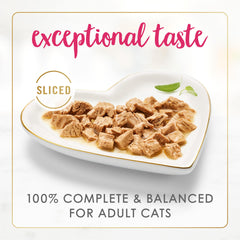 Fancy Feast pack of 24 cans arranged on a pantry shelf for convenient meals.