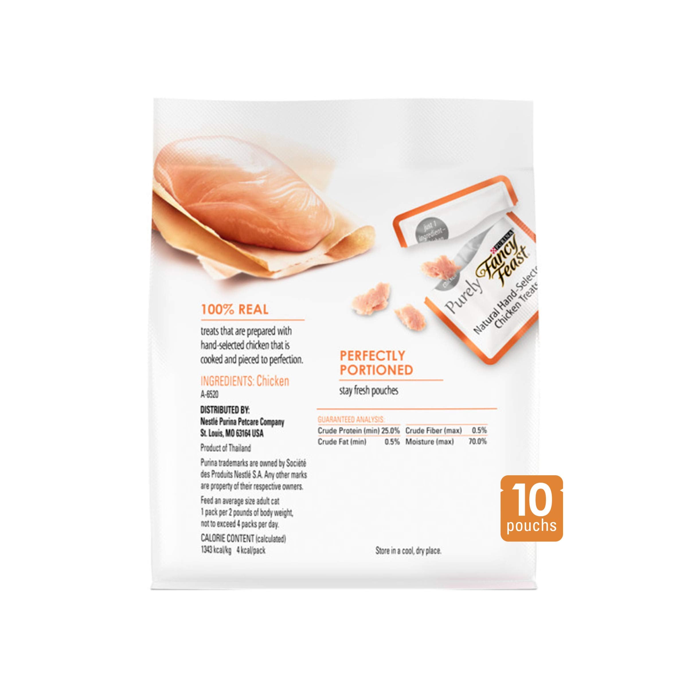 Fancy Feast packaging five 10-count pouches for easy portioning.