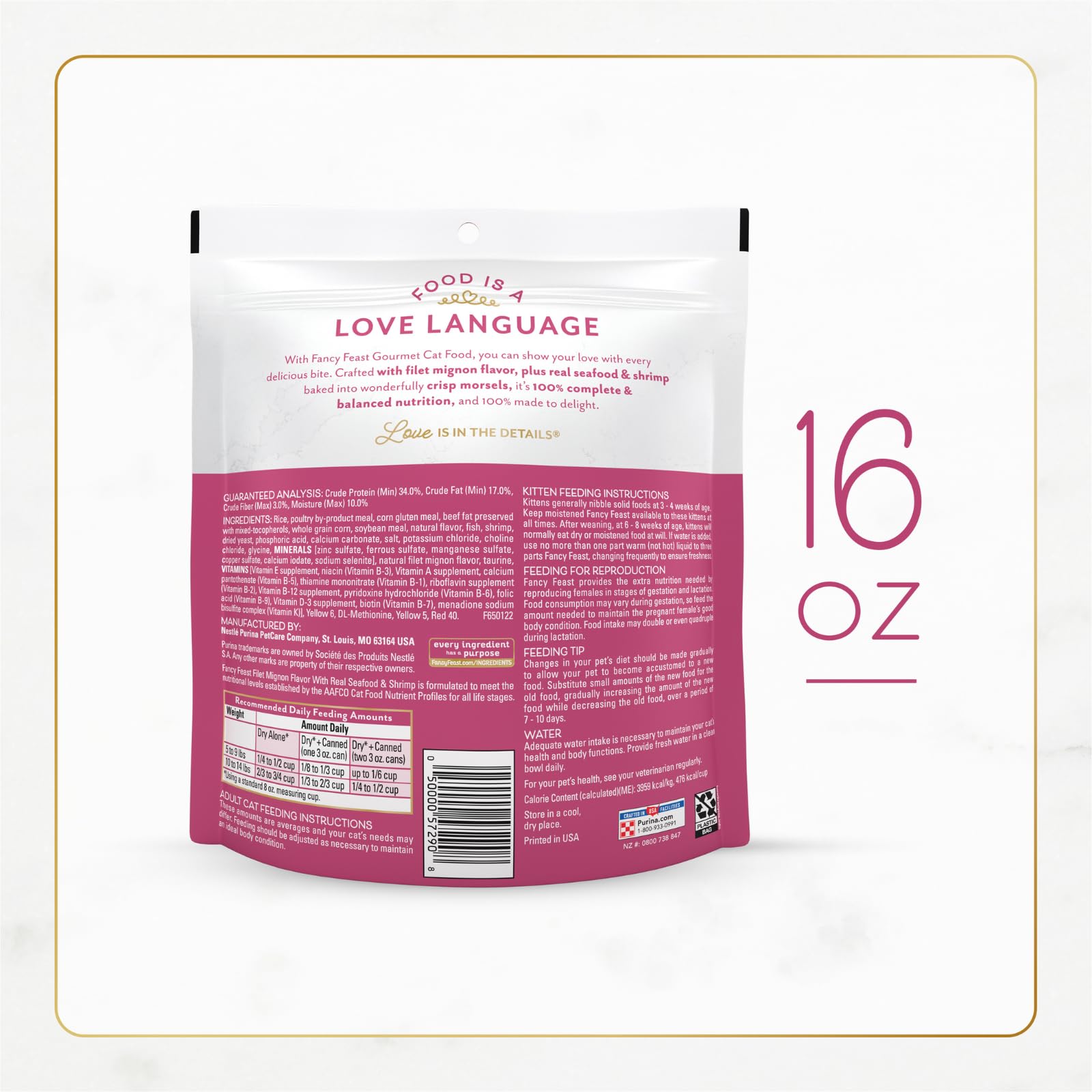 Fancy Feast Purina Filet Mignon dry cat food crunchy texture for satisfying bites.