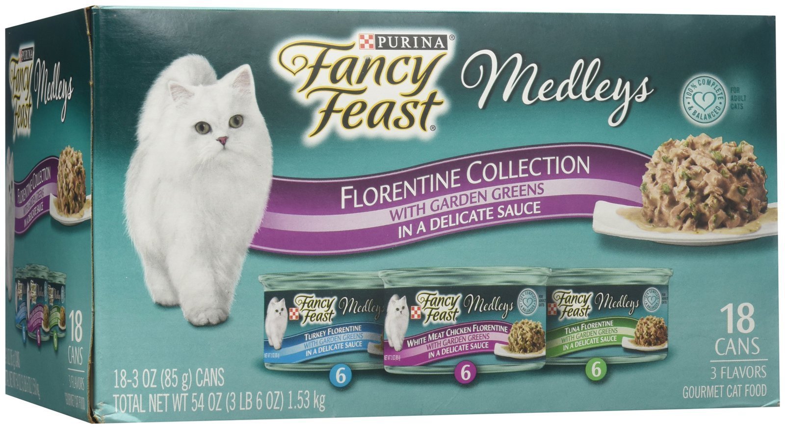 Fancy Feast Purina Medleys Florentine delicate gravy finish boosts flavor and texture