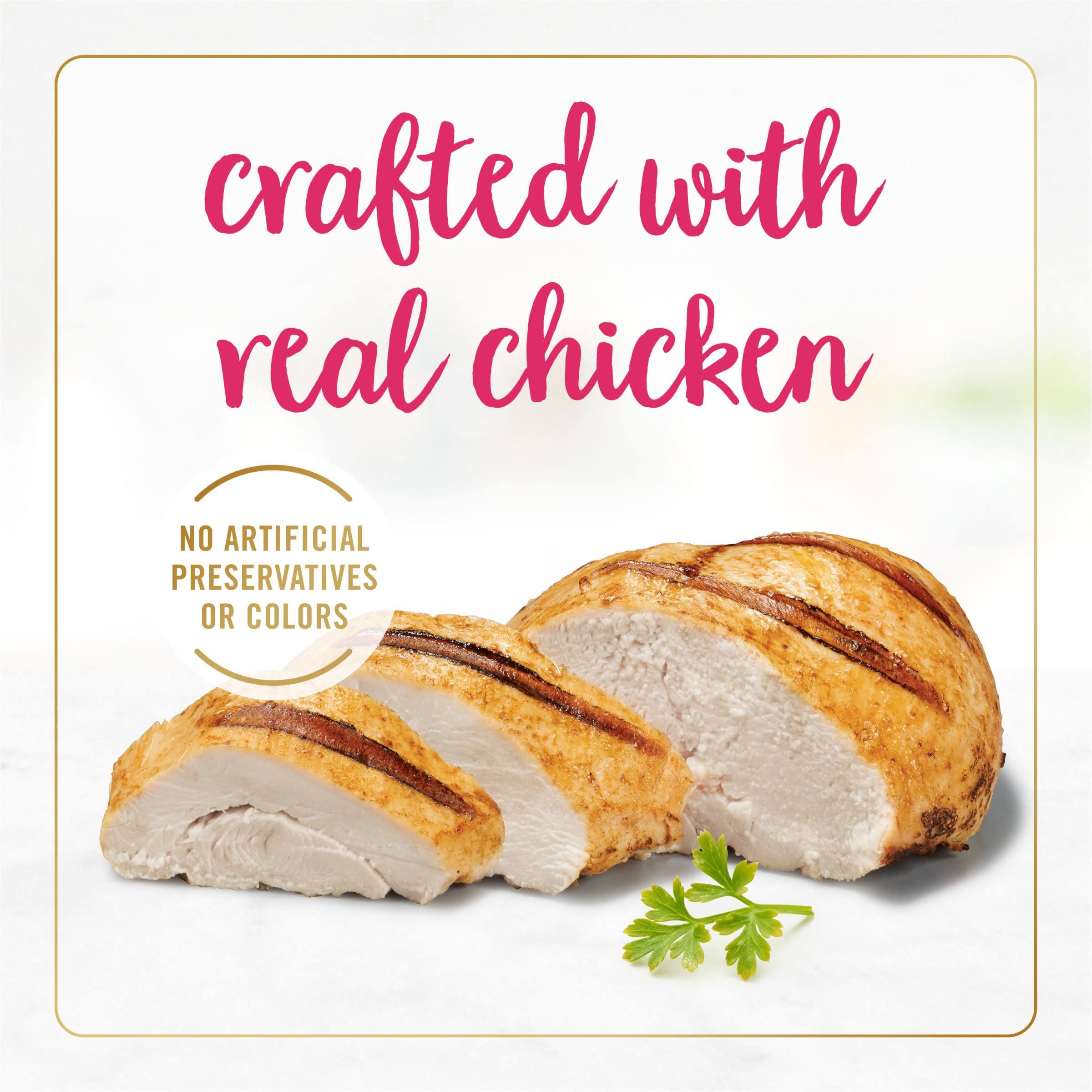 Fancy Feast real chicken slices highlight protein-rich ingredients your cat enjoys.