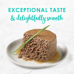 Fancy Feast Seafood Classic Pate Pack-3: close-up pate texture conveys smooth, appealing ocean-inspired meal.