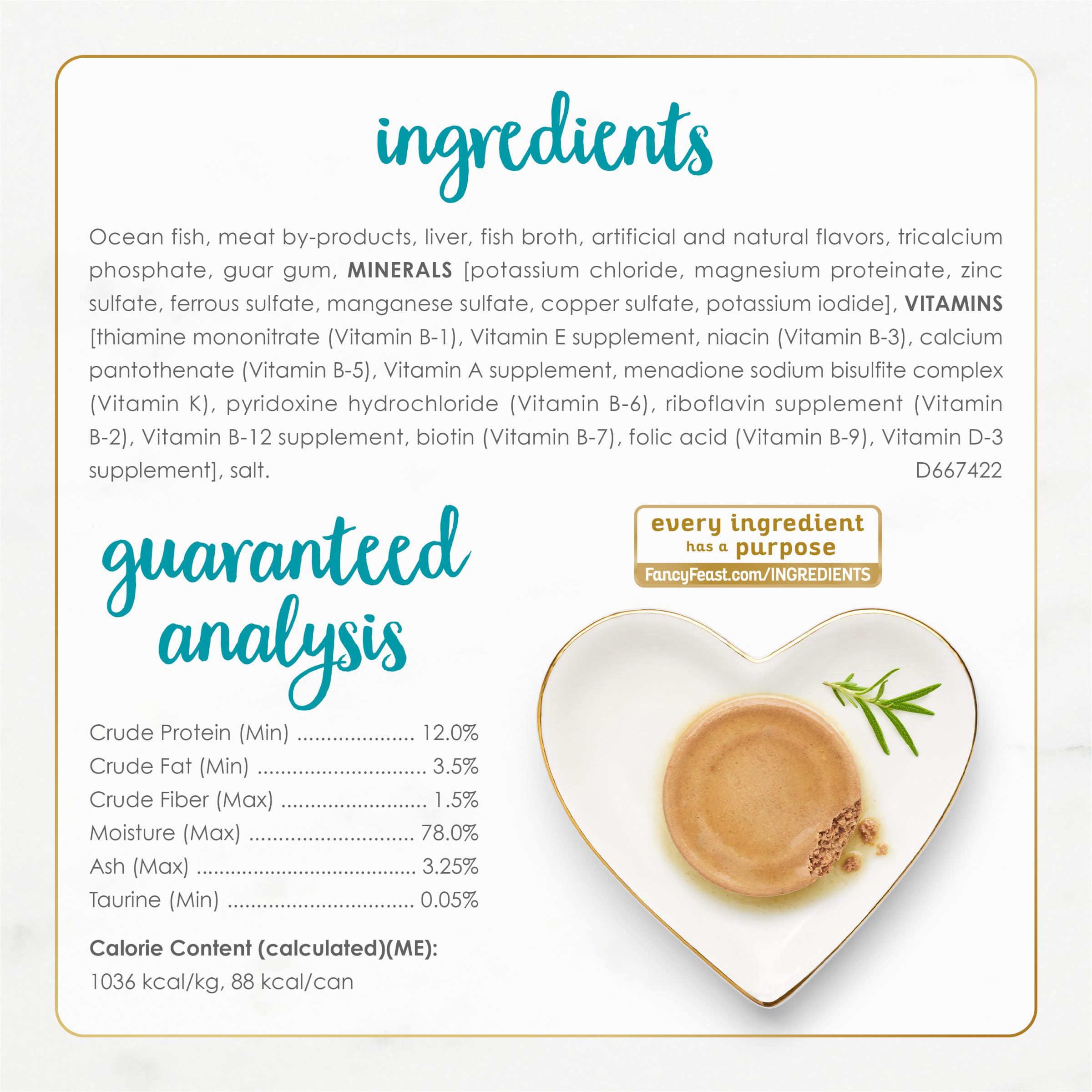 Fancy Feast Seafood Feast ingredients show no artificial colors