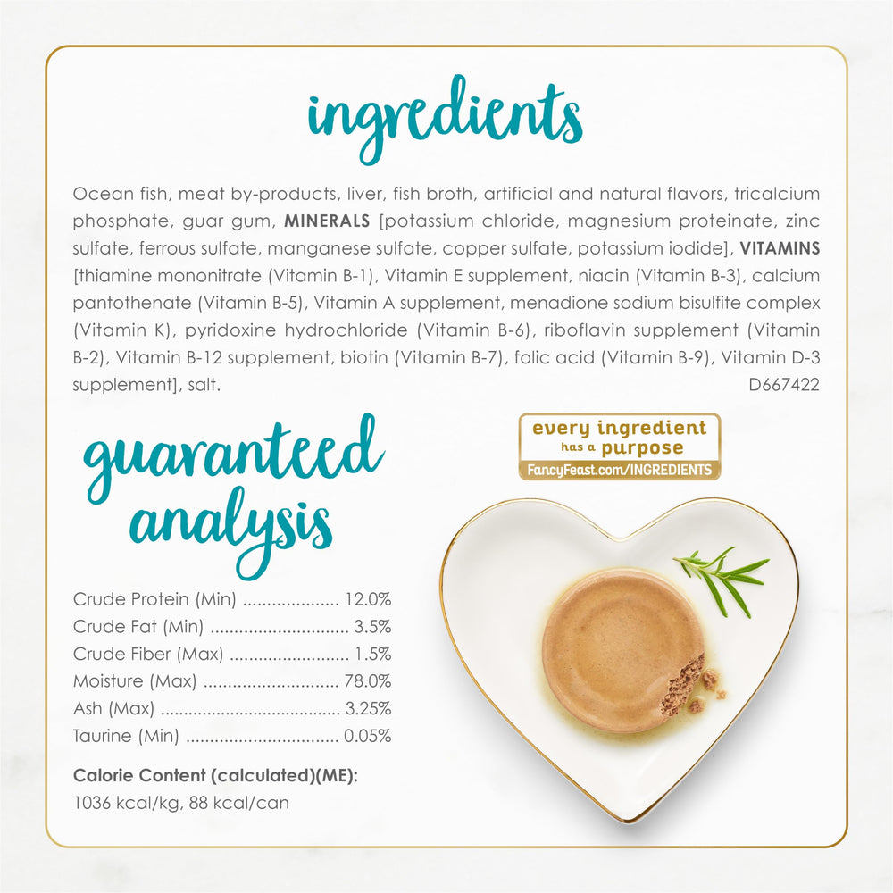 Fancy Feast Seafood Feast ingredients show no artificial colors