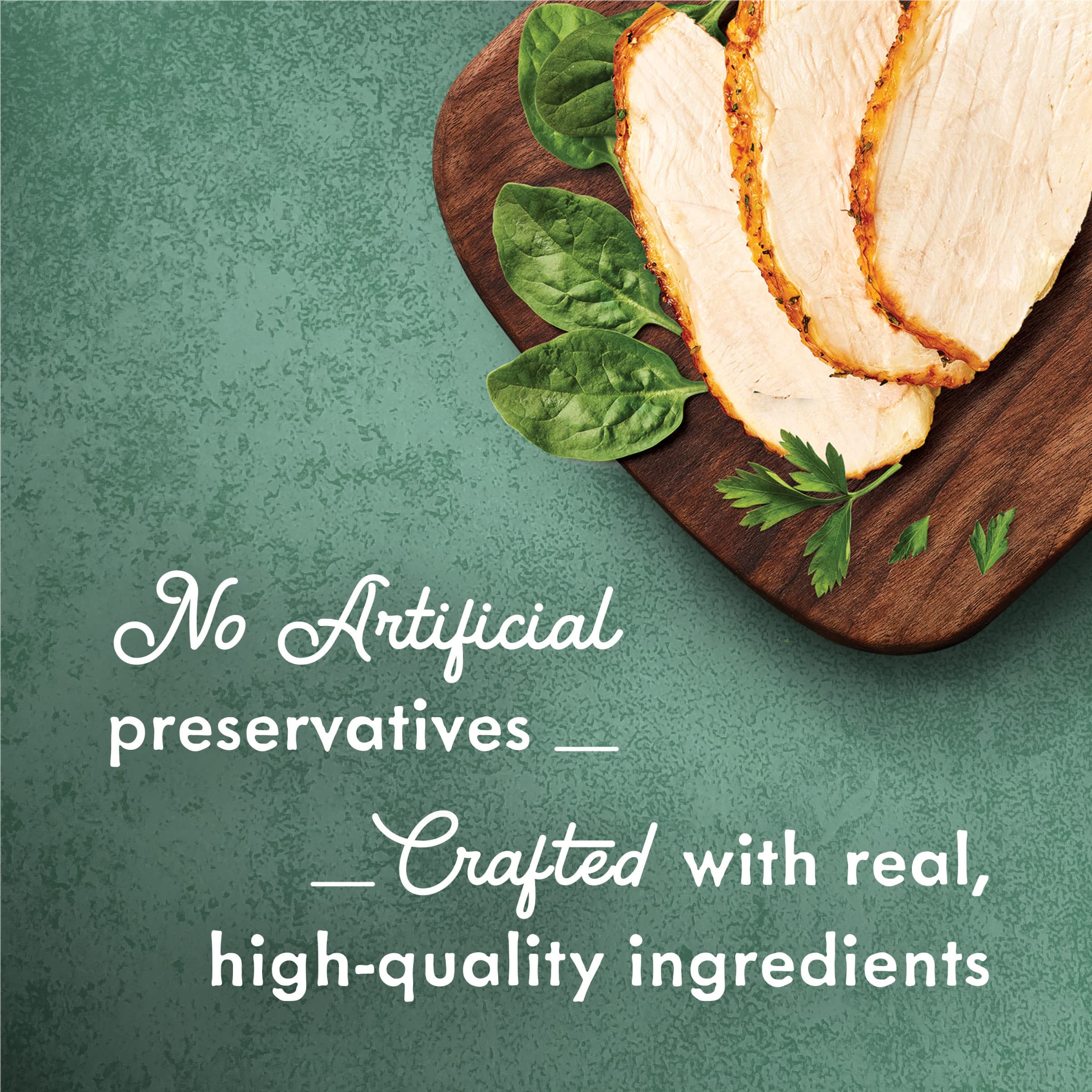 Fancy Feast Turkey Florentine ingredients turkey-spinach image emphasizes real turkey and greens.