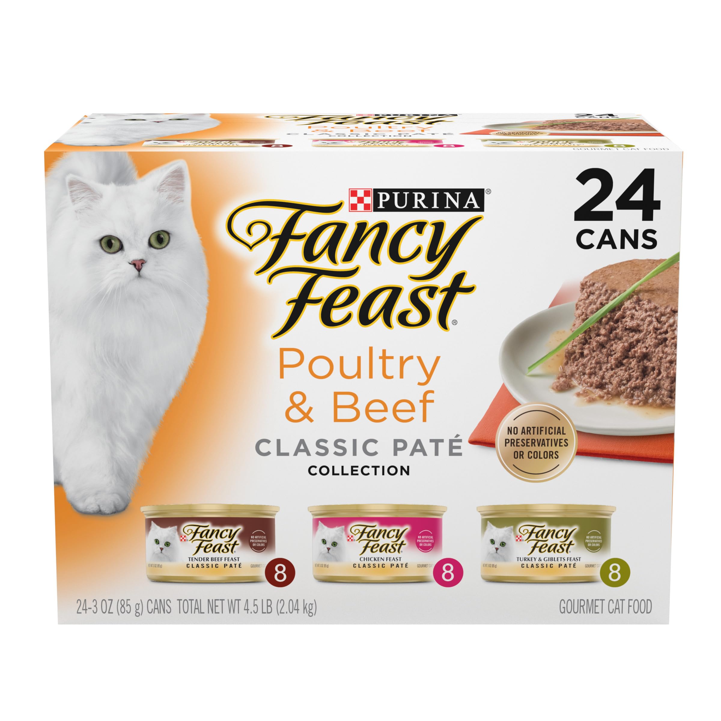 Fancy Feast variety-pack-24-cans shows complete nutrition for cats of all life stages.