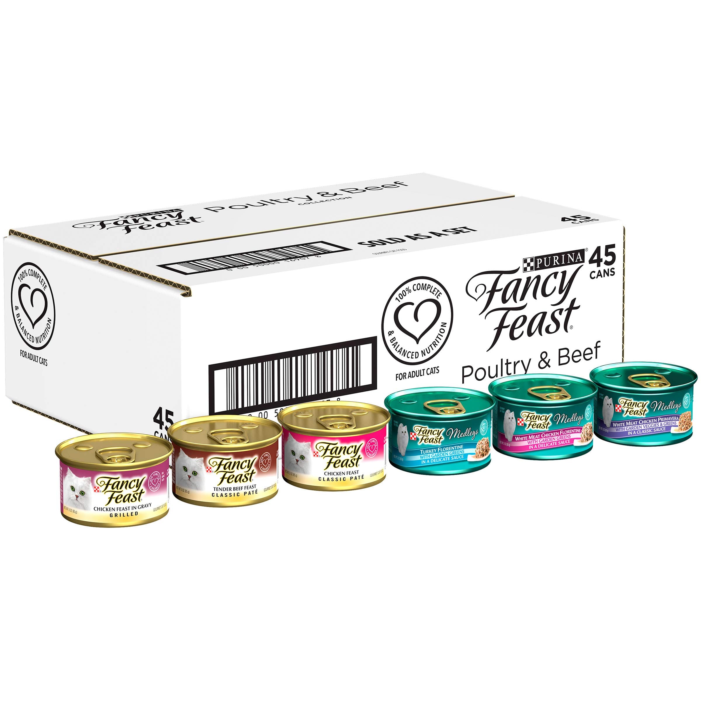 Fancy Feast variety pack cans—six flavors for daily cat dining variety.