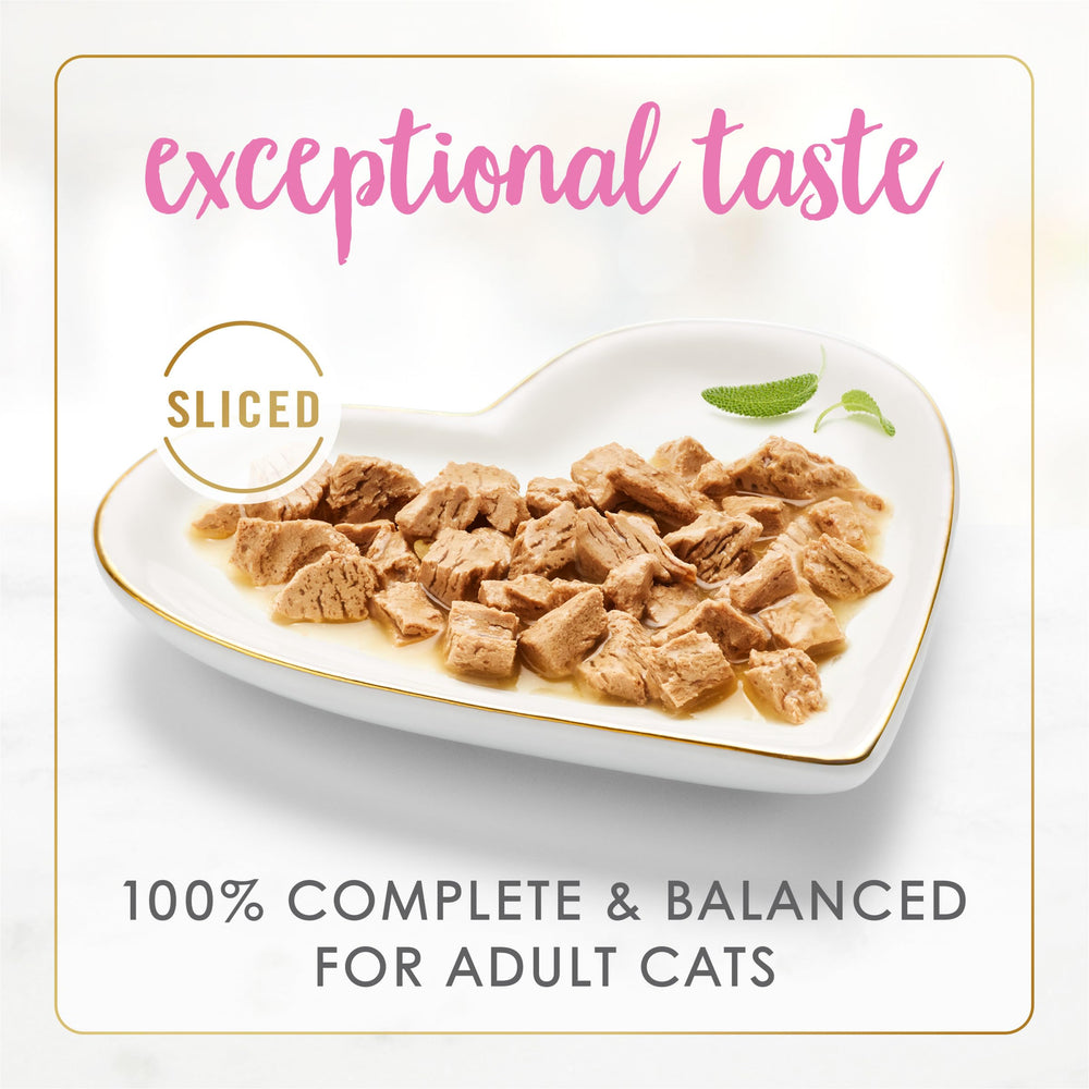 Fancy Feast wet cat food in bowl image emphasizes quick mealtime nutrition.